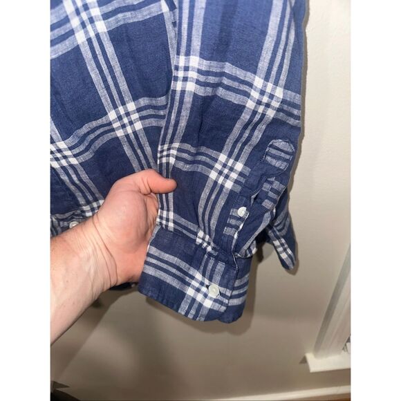 Faherty XXL Mens Blue Plaid Lightweight Long Sleeve Button Up - Picture 6 of 6